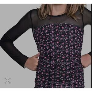 With Jules Big Girls Long-Sleeve Printed Mesh Combo Dress Size M